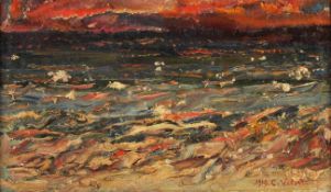 VILETTE, Charles (1885-1946), "Meereswogen im Abendrot", Öl/Lwd., 27,5 x 46, unten rechts signiert