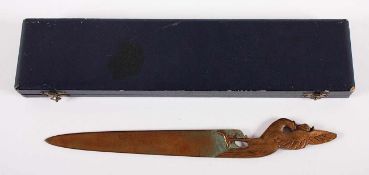 BRIEFÖFFNER, Bronze, signiert "Van. ROY", L 26, in Original-Etui, um 1925