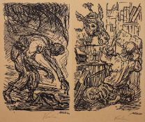 KUBIN, Alfred, "o.T.", zwei Federlithografien, 15,5 x 9, jeweils handsigniert, R.