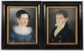 PORTRAITMALER UM 1830, "Paar Bildnisse", Pastell/Papier, 33 x 26, verso biografische Angaben,