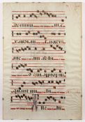 NOTENBLATT, aus einem Missale, Malerei auf Pergament, 72 x 47, Noten und Text, lateinisch, mit