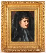 REUSS, M. A. (Maler E.19.Jh.), "Portrait einer Frau in schwarzer Tracht", Öl/Lwd., 39,5 x 31,5,