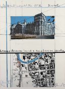 CHRISTO, Javacheff, "Wrapped Reichstag", Farboffset, 65 x 48, handsigniert, R.