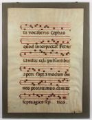 NOTENBLATT, aus einem Missale, Malerei auf Pergament, 72 x 51, Noten und Text, lateinisch,