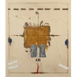 COIGNARD, James, "o.T.", Original-Farbradierung/Bütten mit Collage, 53 x 44,5, nummeriert 26/75,