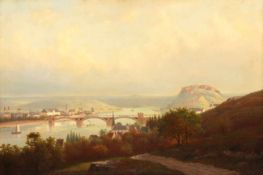 WÜNNENBERG, Walter (1818-ca.1900), "Blick über den Rhein auf Koblenz", Öl/Lwd., 55 x 82,5, auf