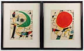 MIRO, Joan, 2 Arbeiten, "Rote Sonne", "Mond", Original-Farblithografien, 32 x 25, aus Lithograph,
