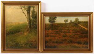 RETH, Caspar von (1850-1913), "Zwei Landschaften", Öl/Lwd., 35 x 26, auf Holz aufgezogen, jeweils