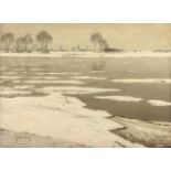 CLARENBACH, Max (1880-1952), "Eisschollen auf dem Rhein", Öl/Lwd., 60 x 80,5, unten links