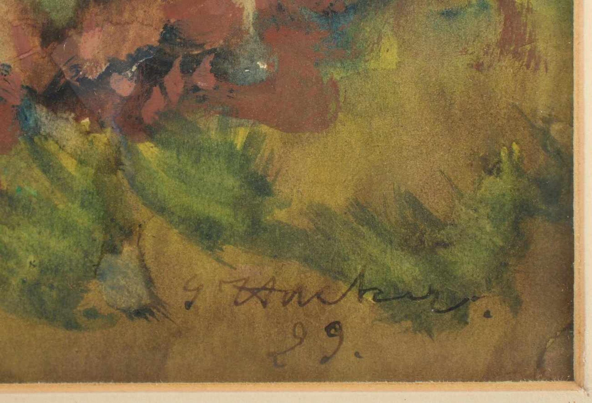 HACKER, Georg (1865-1945), "Herbstwald", Aquarell/Gouache/Papier, 46 x 35 ( - Bild 3 aus 3