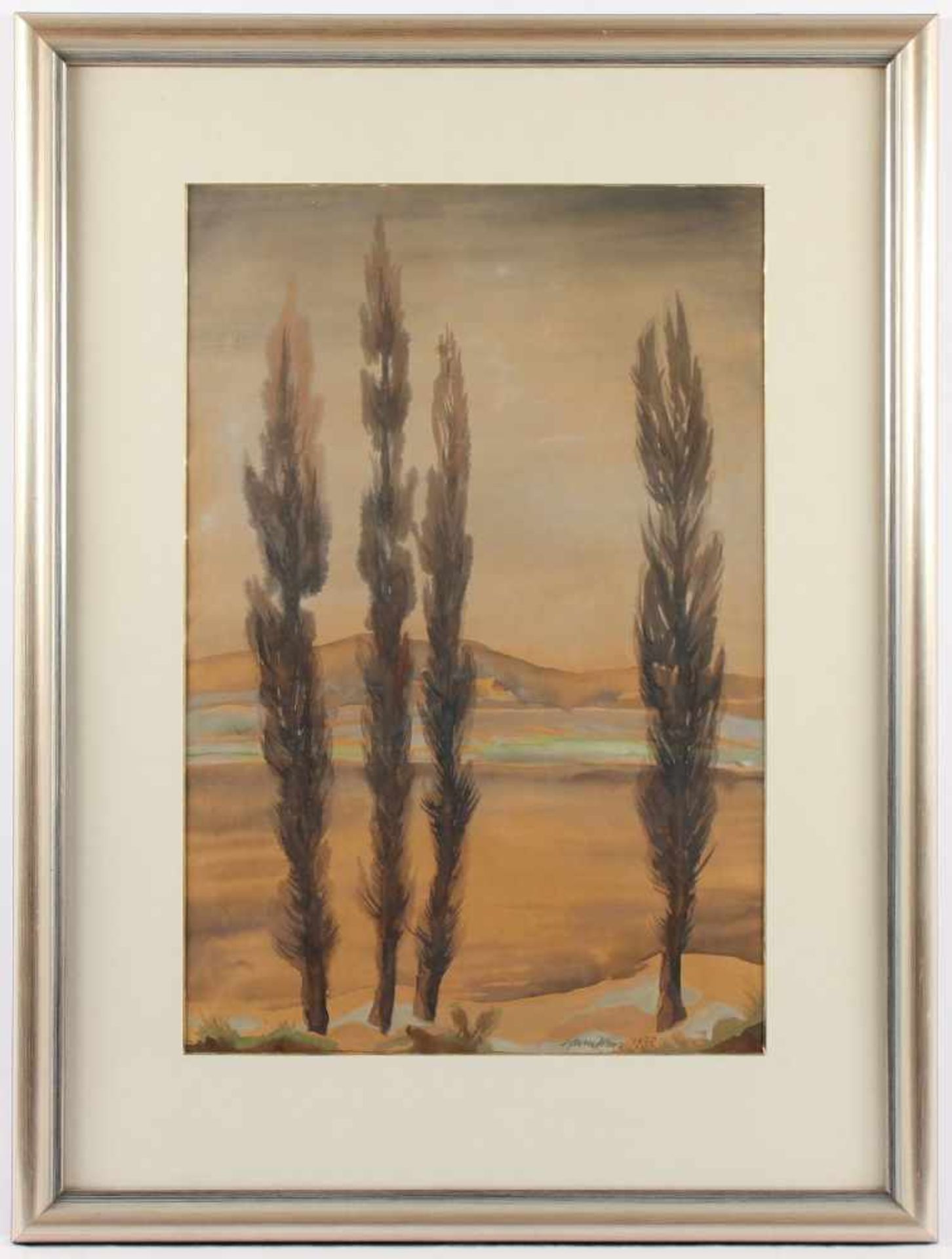 DIENZ, Herm, "Rheinlandschaft", Aquarell/Papier, 57 x 37, unten rechts signiert und datiert 1938,