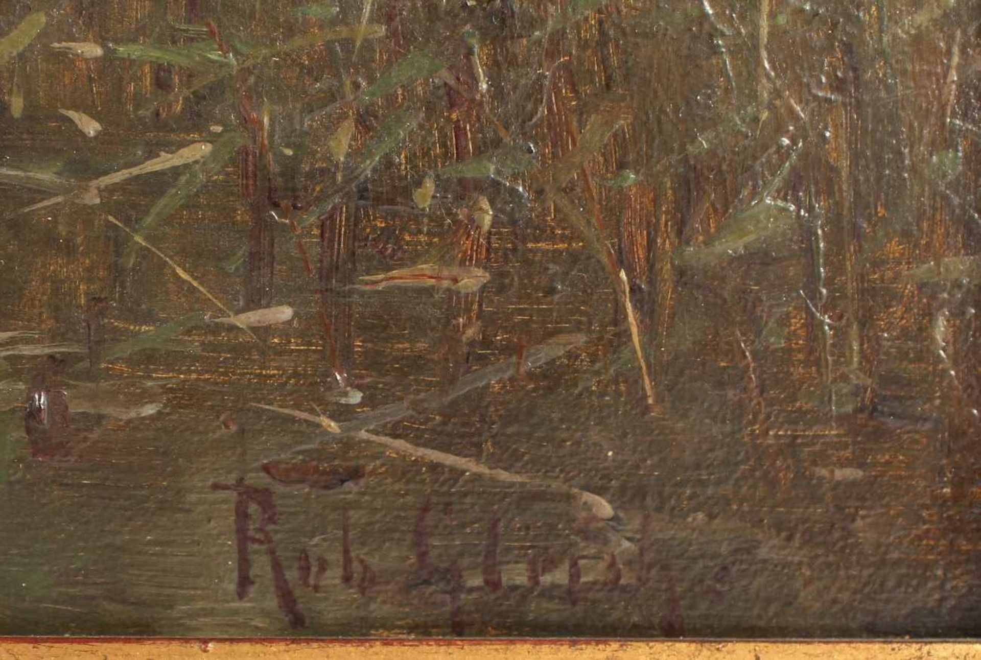GLEICH, Robert (tätig 1895-1900), "Landschaft mit Kornschnittern", Öl/Lwd., 39,5 x 45,5, unten - Image 3 of 4