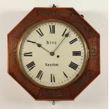 TAVERN CLOCK, Rosenholz, Messingintarsierung, Werk mit Seilzug-Schnecke-Antrieb, gangbar, 43 x 43,