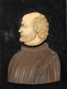 MINIATUR, "Portrait von Matteo Visconti", Elfenbein und Horn, Dm 19, ITALIEN, 18./19.Jh., R.