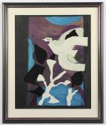 BRAQUE, Georges, "Oiseau et Feuillage", Original-Farblithografie, 50 x 42, 1962, R.