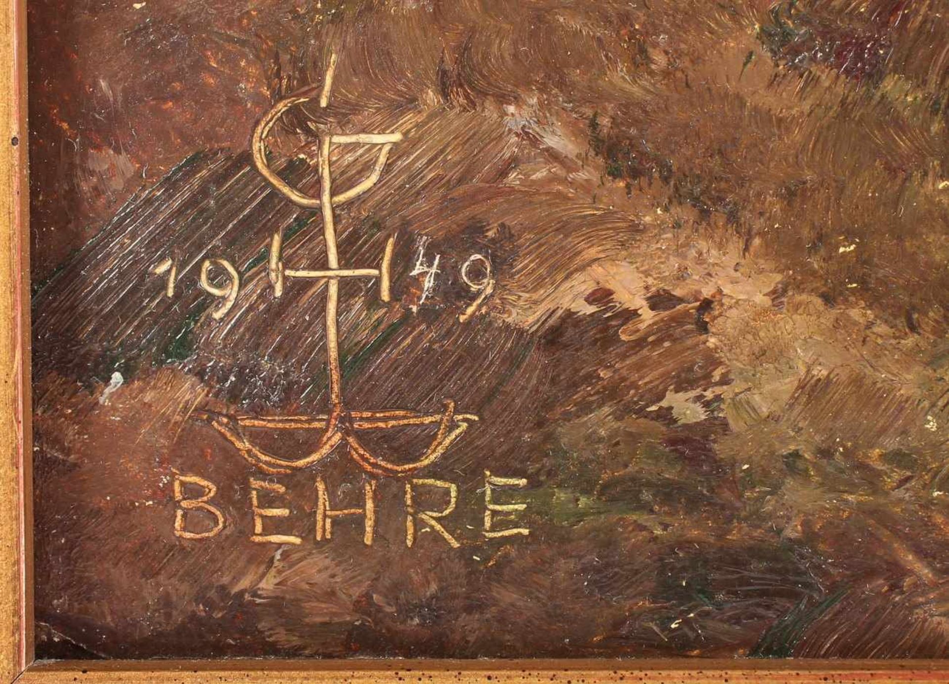BEHRE, Gustav (1903-1973), "Distel", Öl/Platte, 59 x 49,5, unten links signiert und "1949" - Image 2 of 2