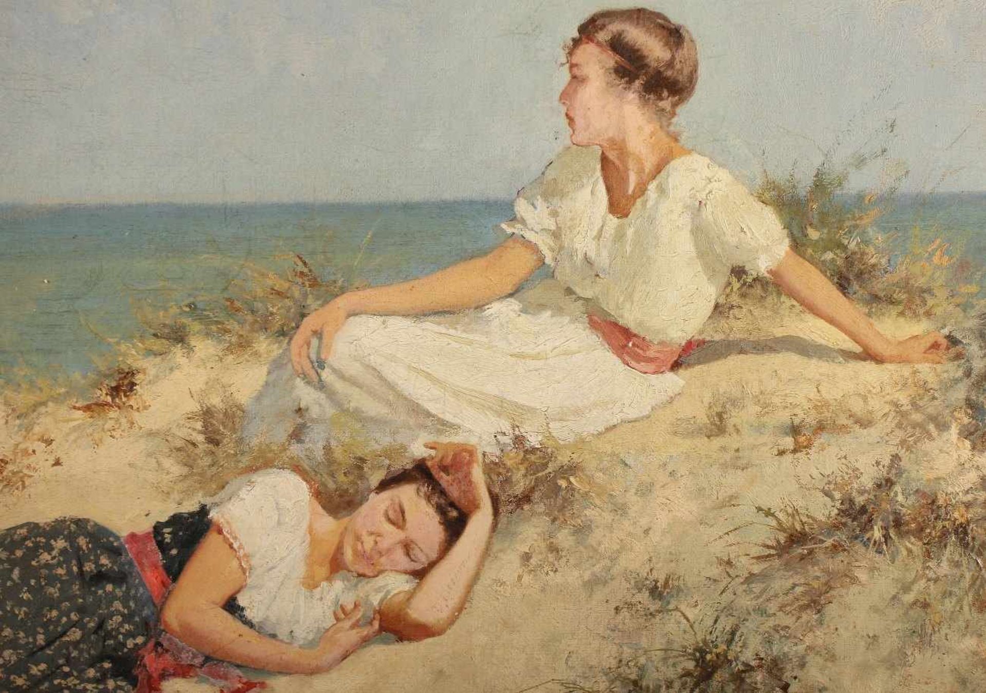 SEEGER, Hermann (1857-1945), "Zwei junge Frauen am Strand", Öl/Lwd., 80 x 120, unten rechts - Bild 3 aus 5