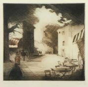 LICHTNER-AIX, Werner, "Café du midi", Original-Radierung, 19 x 19, bez. unicat., handsigniert, R.