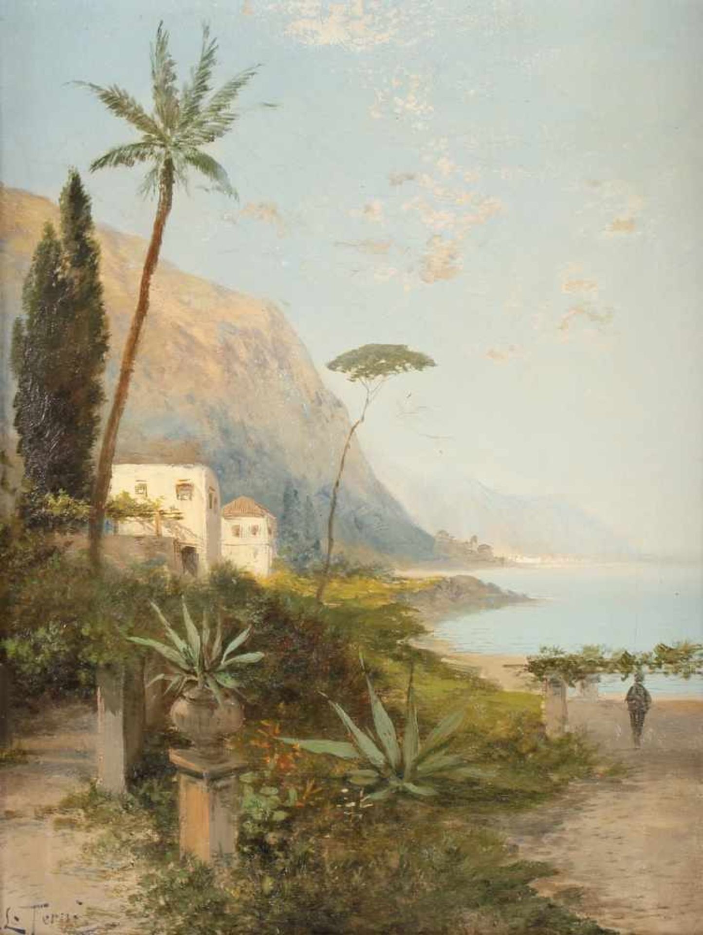 FISCHHOFF, Georg (1859-1914), "Südliche Küste", Öl/Lwd., 40 x 31,5, unten links mit Pseudonym "A.L.