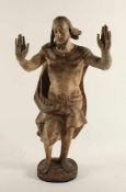 SEGNENDER CHRISTUS, Holzfigur, geschnitzt, farbig gefasst, (besch.), H 86, DEUTSCH, wohl um 1800