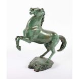 BREKER, Arno, "Steigendes Pferd, Bronze, grünlich patiniert, H 28, nummeriert 25/300, 1976,