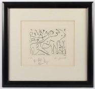 PENCK, A.R., "Nashorn", Original-Radierung, 15,5 x 19,5, bez. e.a., Widmung, handsigniert, 1995,