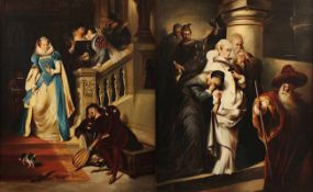 TAYLOR, J. (britisch E.19.Jh.), Zwei Gemälde: "Maria Stuarts erste Begegnung mit David Rizzio", Öl/