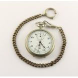 HERRENTASCHENUHR, Weißmetall, Marke: HENRY MOSER & Cie., Lepin-Gehäuse, weißes Emaille-Zifferblatt