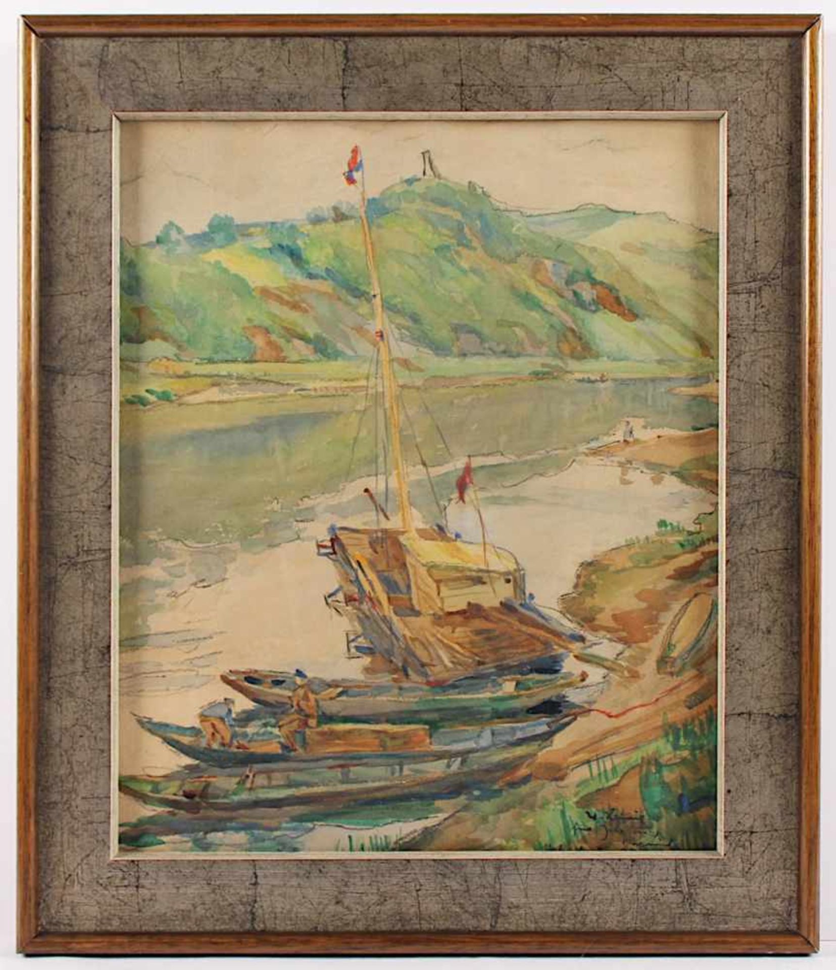 HEIMIG, Walter (1881-1955), "Flusslandschaft", Bleistift/Aquarell/Papier, 43 x 35, unten rechts