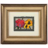 FUSSMANN, Klaus, "Phlox und Rudbeckia", Original-Linolschnitt, 10 x 16, nummeriert 99/200,