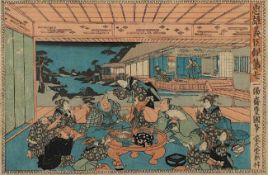 ICHIYOSAI TOYOKUNI III (KUNISADA) , siebenter Akt "Ichirikiageya (chaya)" aus der Serie "Das
