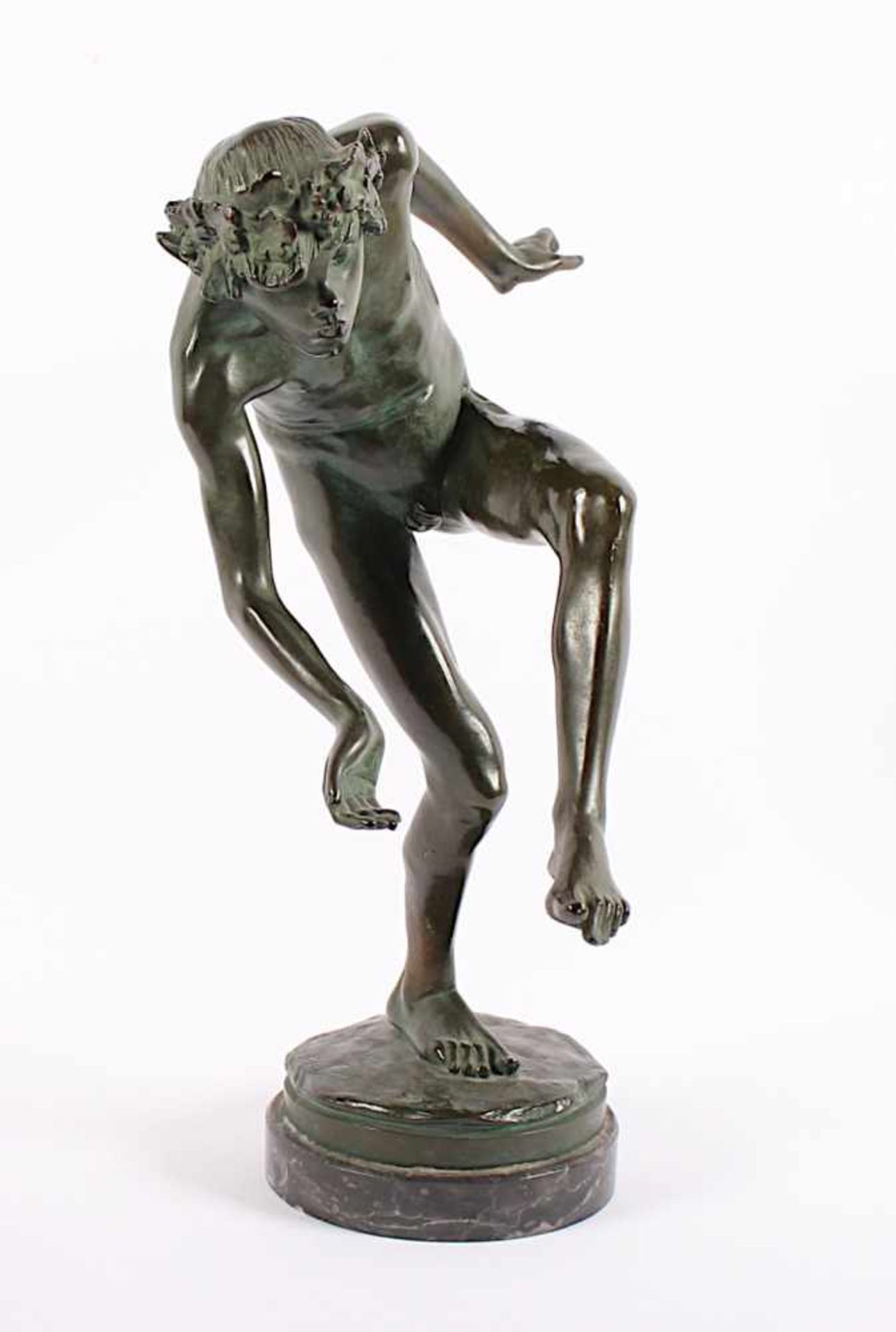 SEFFNER, Carl Ludwig (1861-1932), "Tanzender Faun", Bronze, H 36, auf der Standfläche signiert, - Bild 2 aus 5