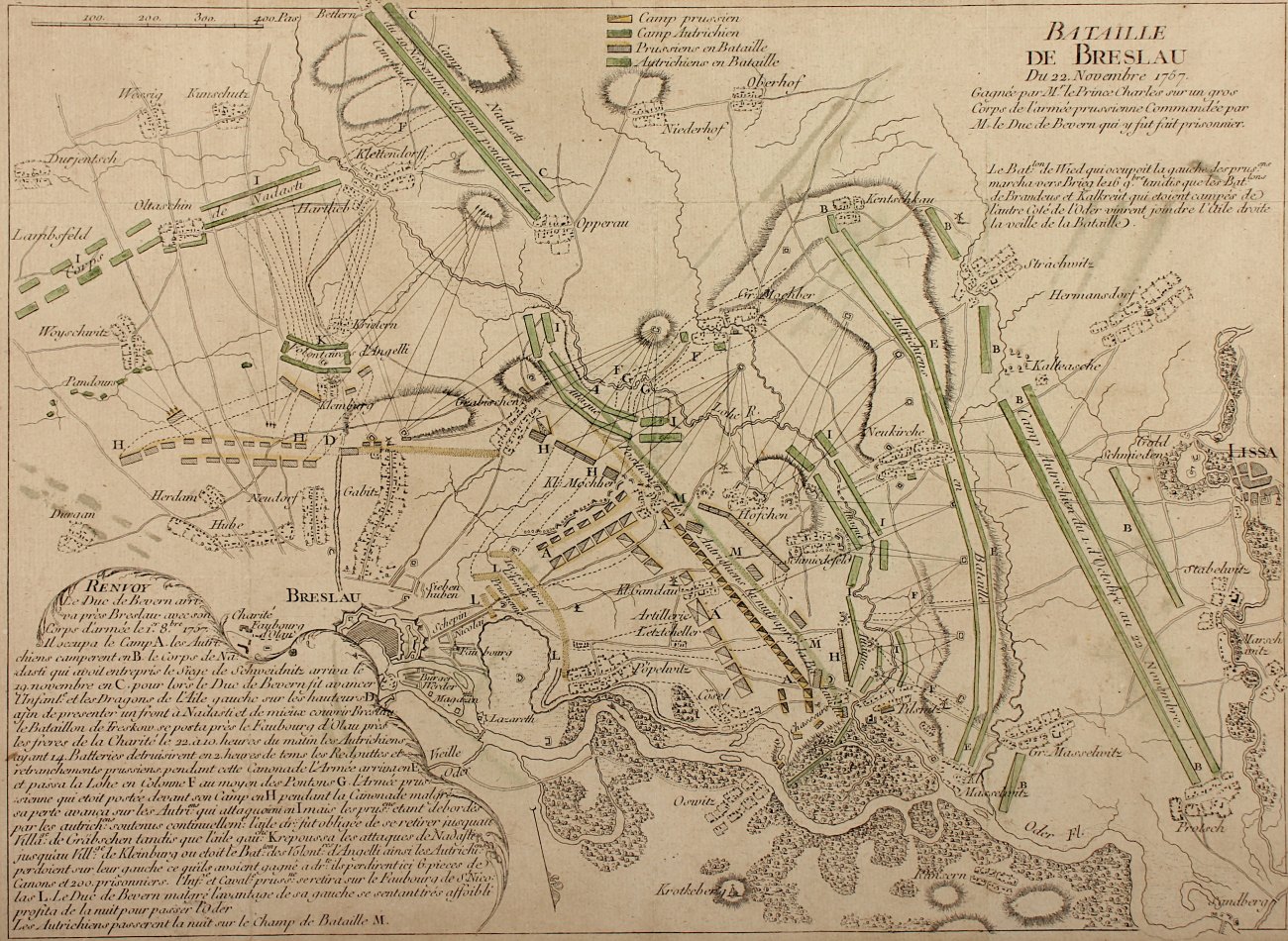ZWEI SCHLACHTENPLÄNE, "Bataille de Breslau", "Plan combiné de la Bataille de Rosbach", kolorierte - Image 2 of 3
