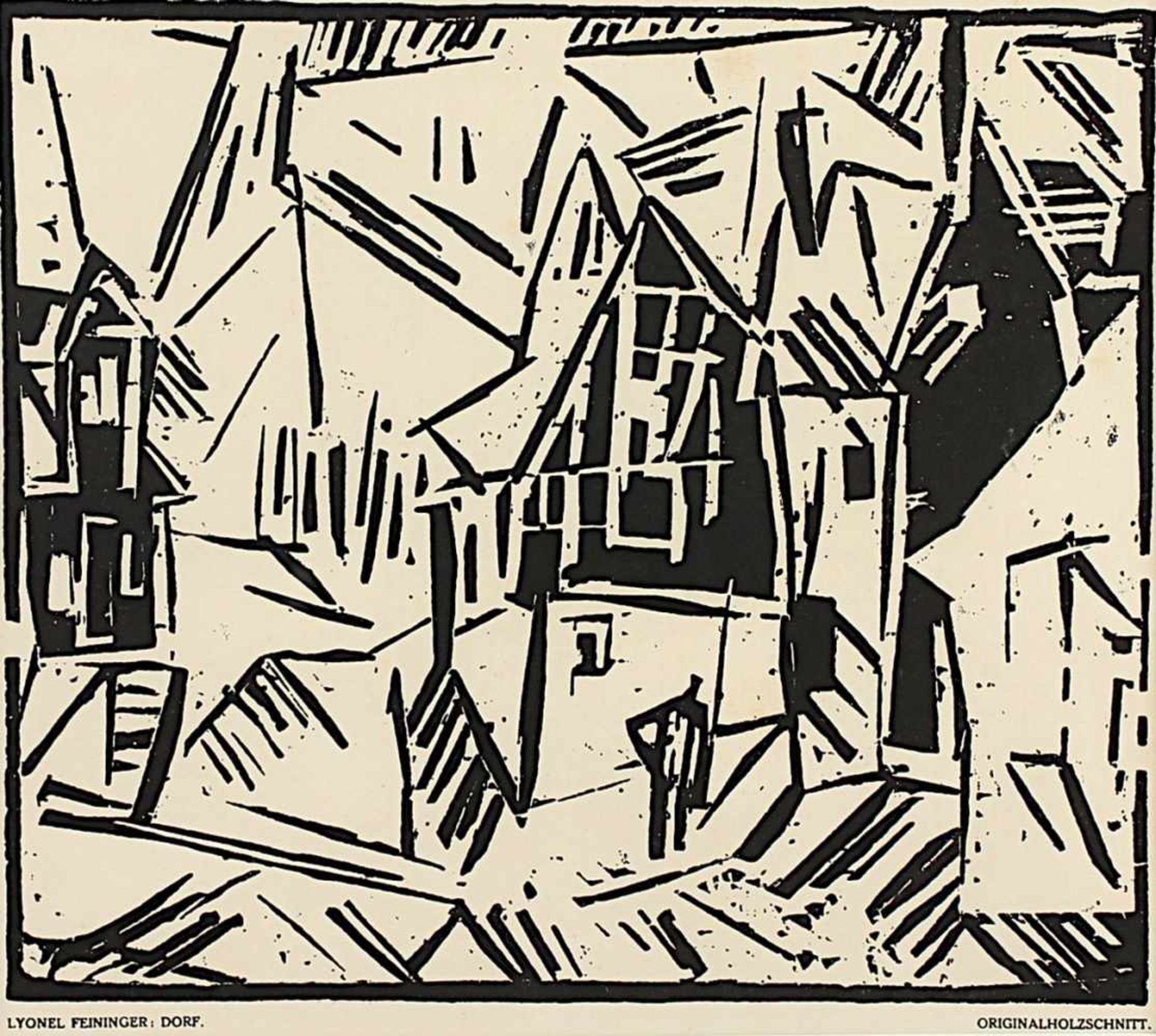 FEININGER, Lyonel, "Das Dorf", Original-Holzschnitt, 18 x 20, 1919, WV Nr. 301, im Unterrand - Bild 2 aus 2