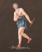 ZEICHNER UM 1800, "Figur aus der griechisch-römischen Mythologie", Gouache/Papier, 49 x 36- - -22.00