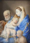 SAKRALMALER DES 18./19.JH., "Heilige Familie mit dem Johannesknaben", polychrome Malerei auf