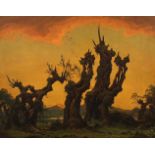 BROEL, Georg (1884-1940), "Alte Bäume am Abend", Rheinansicht, Öl/Lwd., 73 x 92, unten rechts