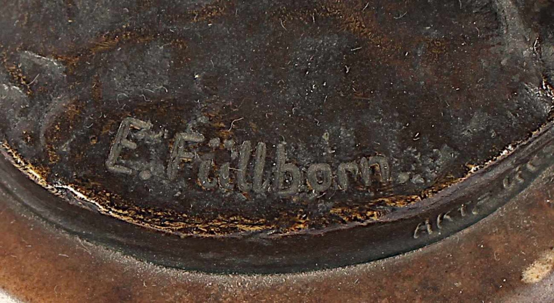 FÜLLBORN, E., "Griechischer Krieger", Bronze, H 27, auf dem Stand signiert, dort Gießerstempel " - Image 4 of 4