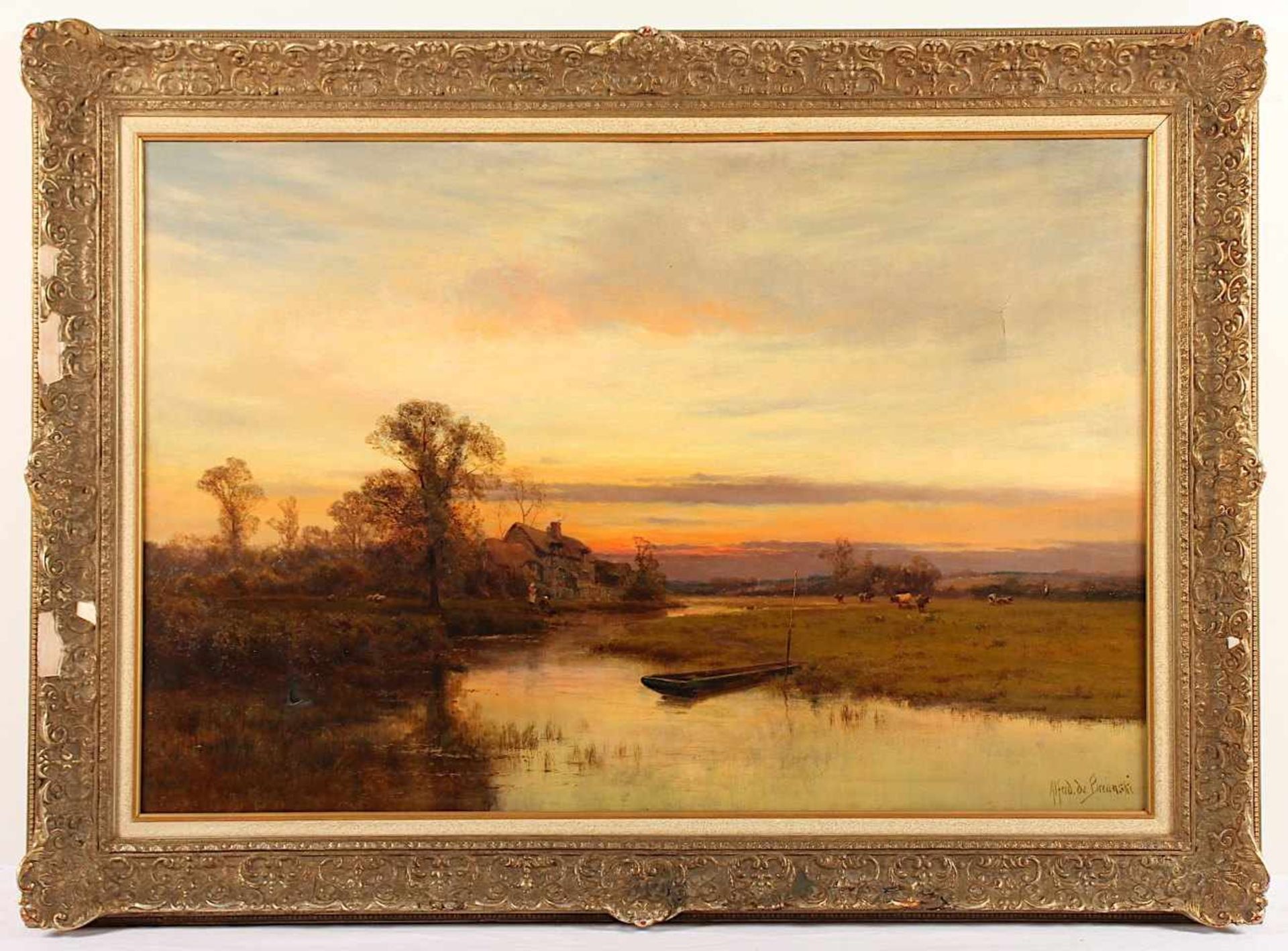 BREANSKI, Alfred de (1852-1928), "Blick auf den Fluss Loddon bei Wargrave", Öl/Lwd., 61 x 91, besch. - Bild 2 aus 5