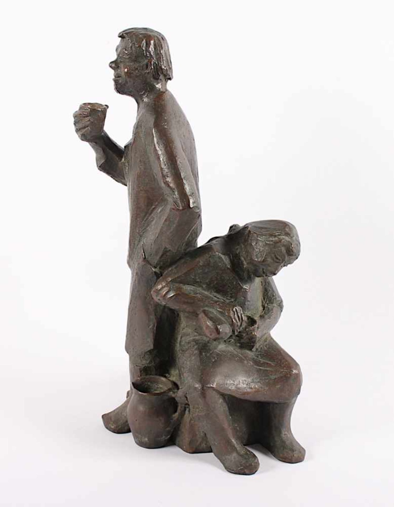 STEINBRENNER, Theo, "Die Winzerbrotzeit", Bronze, H 40,5, auf dem Zertifikat nummeriert 11/12, mit - Image 2 of 3