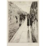 URY, Lesser, "Paar im Regen", Radierung, 21 x 14,5, aus dem Nachlass Lesser Ury, R.- - -22.00 %