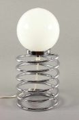 TISCHLAMPE "SPIRALE", Metall, verchromt, Milchglasschirm, einflammig, H 36, Entwurf 1968 von Ingo