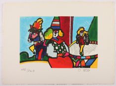 ALT, Otmar, "Zirkus", Original-Farbradierung mit Carborundum, 24 x 35, nummeriert 110/160,