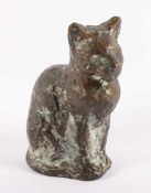 GERDES, Hans, "Sitzende Katze", Bronze, H 19, monogrammiert und datiert 1976- - -22.00 % buyer's