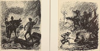 KUBIN, Alfred, "Der Keiler", "Entführung", zwei Strichätzungen, 21 x 16,5, bei Piper, 1940,