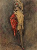 CHIMOT, Edouard Jules (1880-1959), "Tänzerin", Mischtechnik über Radierung, 32 x 25, unten links
