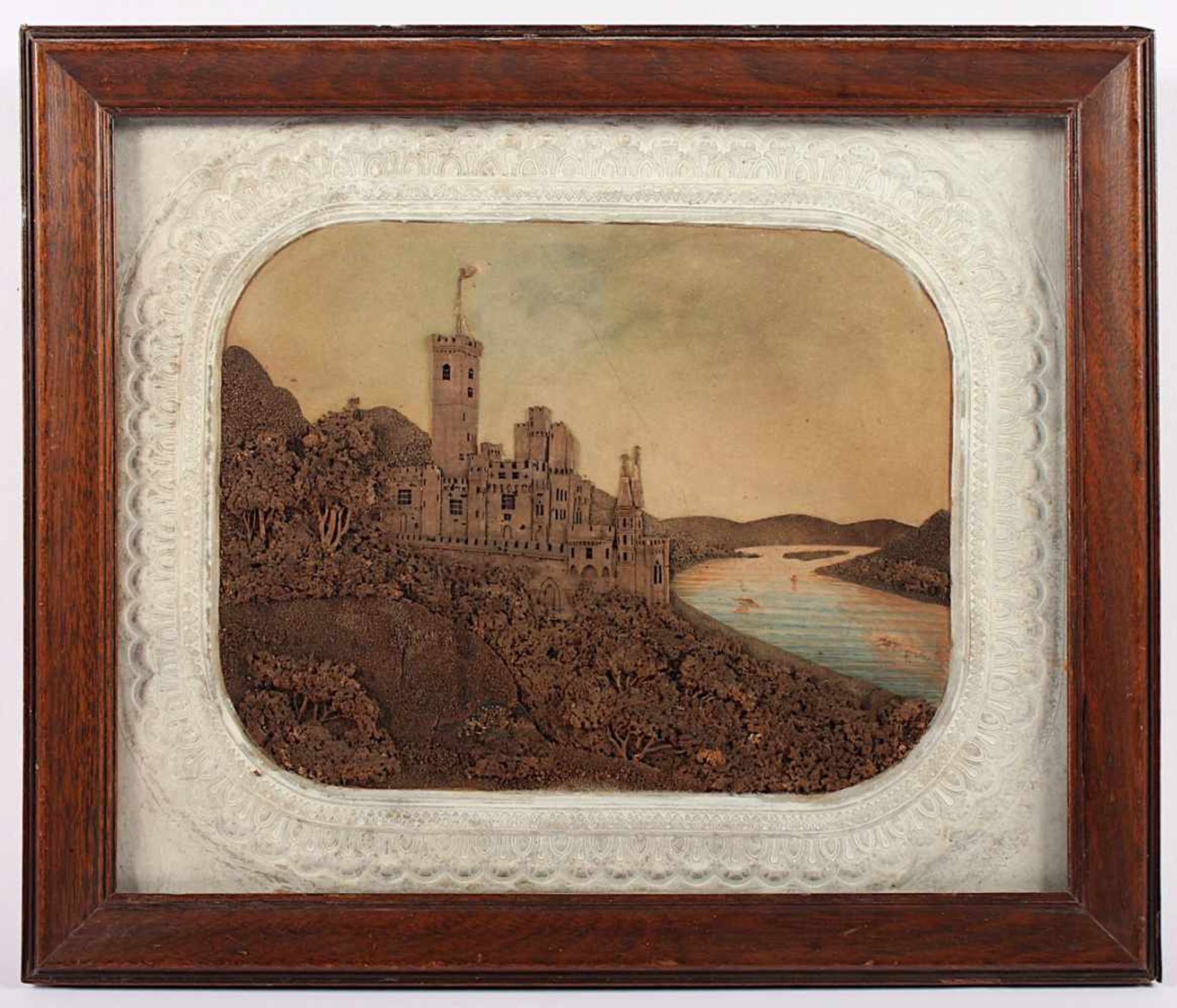 KORKBILD, Burg Stolzenfels, 16 x 21, leicht besch., 19.Jh., R.- - -22.00 % buyer's premium on the