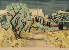 BRAYER, Yves, "Landschaft in der Provence", Farblithografie, 42 x 60, handsigniert, min.läs.,