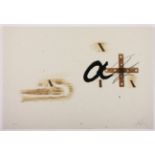 TAPIES, Antoni, "o.T.", Original-Lithografie mit Prägedruck auf Wellkarton, 1978, 25 x 48,