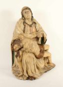 PIETA, Lindenholz, rest., farbig gefasst, H 95, leicht besch., von hinten ausgehöhlt, DEUTSCH,